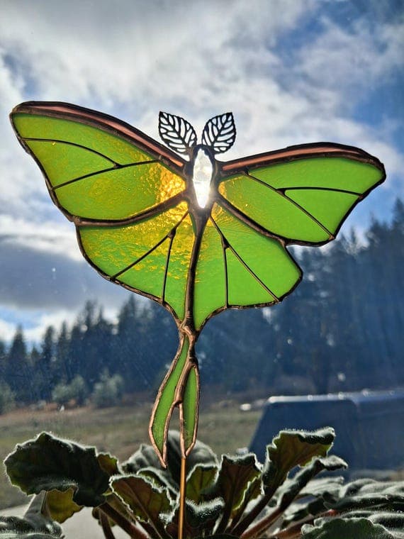Luna Moth Plant Stake Suncatcher